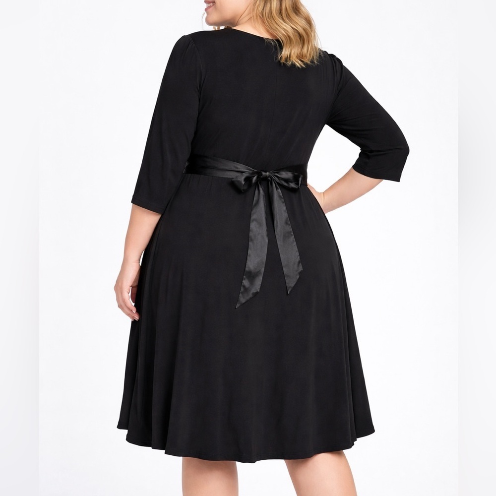 Women black Jessica Howard Dress V neck size 24 Black dress spandex - Picture 7 of 7